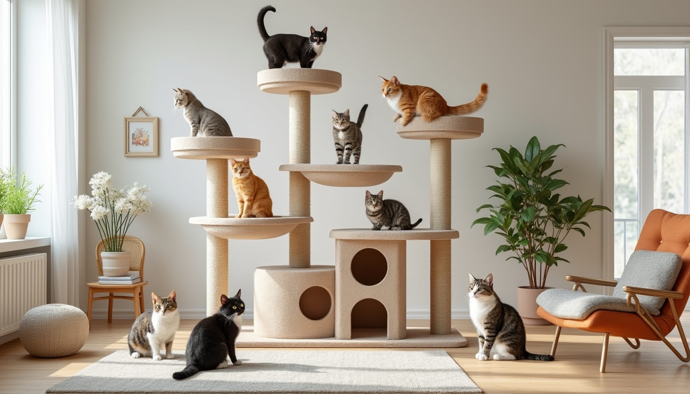 découvrez comment l'arbre à chat multiniveau aide à prévenir l'obésité et la sédentarité chez les chats d'appartement en les incitant à jouer et à se dépenser.