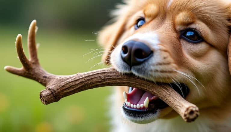 la mastication de bois de cerf aide naturellement à détarter les dents des jeunes chiens, favorisant une hygiène dentaire saine et une bouche propre.