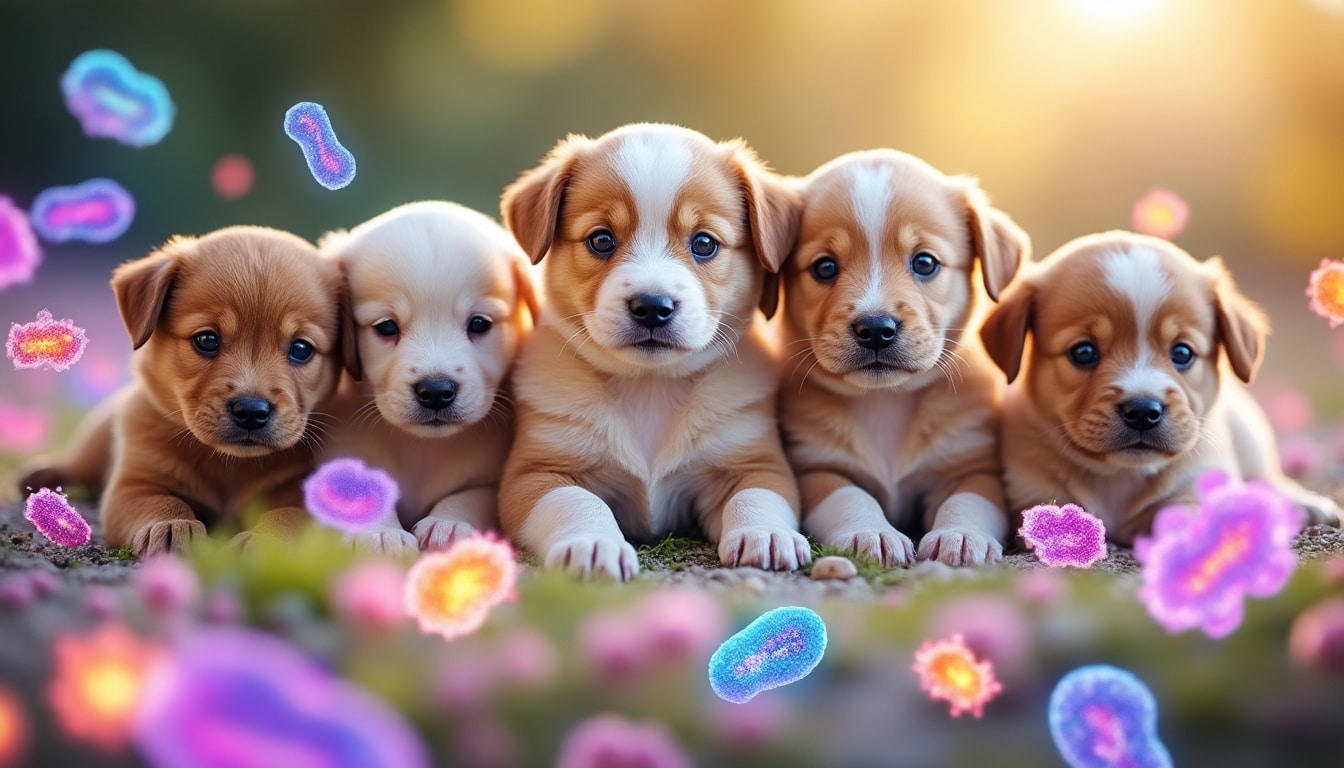 découvrez comment les probiotiques spécifiques aident à restaurer la flore intestinale des chiots en sevrage, favorisant leur santé digestive et leur bien-être.