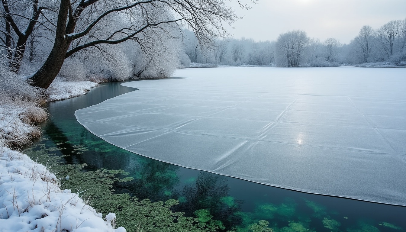 découvrez comment la couverture d'hivernage empêche la photosynthèse des algues dans votre bassin en sommeil, assurant une eau claire et saine pendant l'hiver.