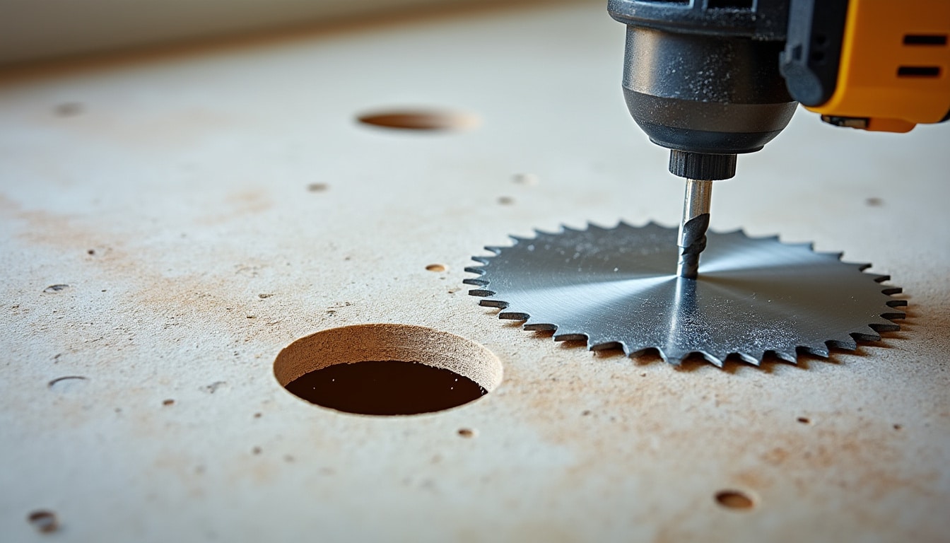 découvrez comment la scie cloche vous permet de percer facilement des trous circulaires parfaits dans les plaques de plâtre pour vos travaux de bricolage.