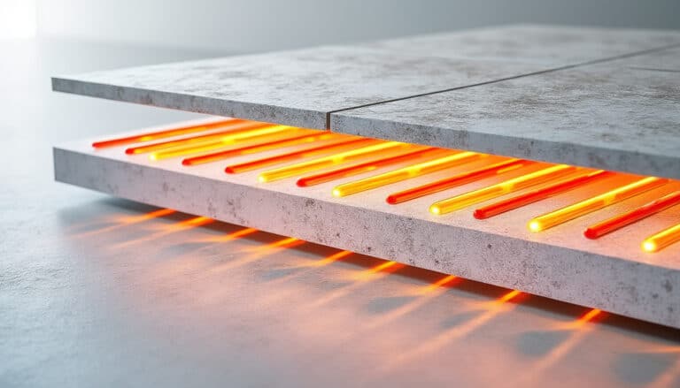découvrez comment le plancher chauffant diffuse une chaleur rayonnante agréable sous vos carreaux de grès cérame pour un confort optimal dans votre intérieur.