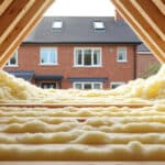 la laine de verre assure une isolation thermique efficace des combles perdus dans les maisons mitoyennes, réduisant les déperditions de chaleur et améliorant le confort intérieur tout en réalisant des économies d'énergie.