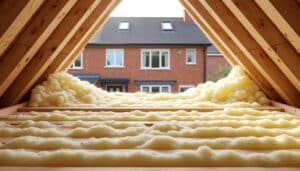 la laine de verre assure une isolation thermique efficace des combles perdus dans les maisons mitoyennes, réduisant les déperditions de chaleur et améliorant le confort intérieur tout en réalisant des économies d'énergie.