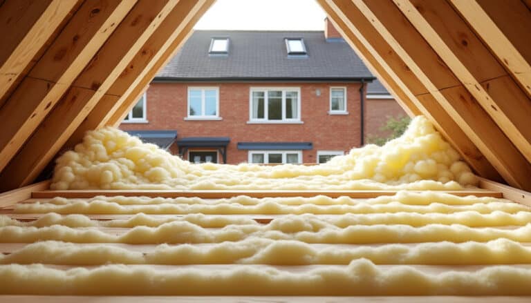 la laine de verre assure une isolation thermique efficace des combles perdus dans les maisons mitoyennes, réduisant les déperditions de chaleur et améliorant le confort intérieur tout en réalisant des économies d'énergie.