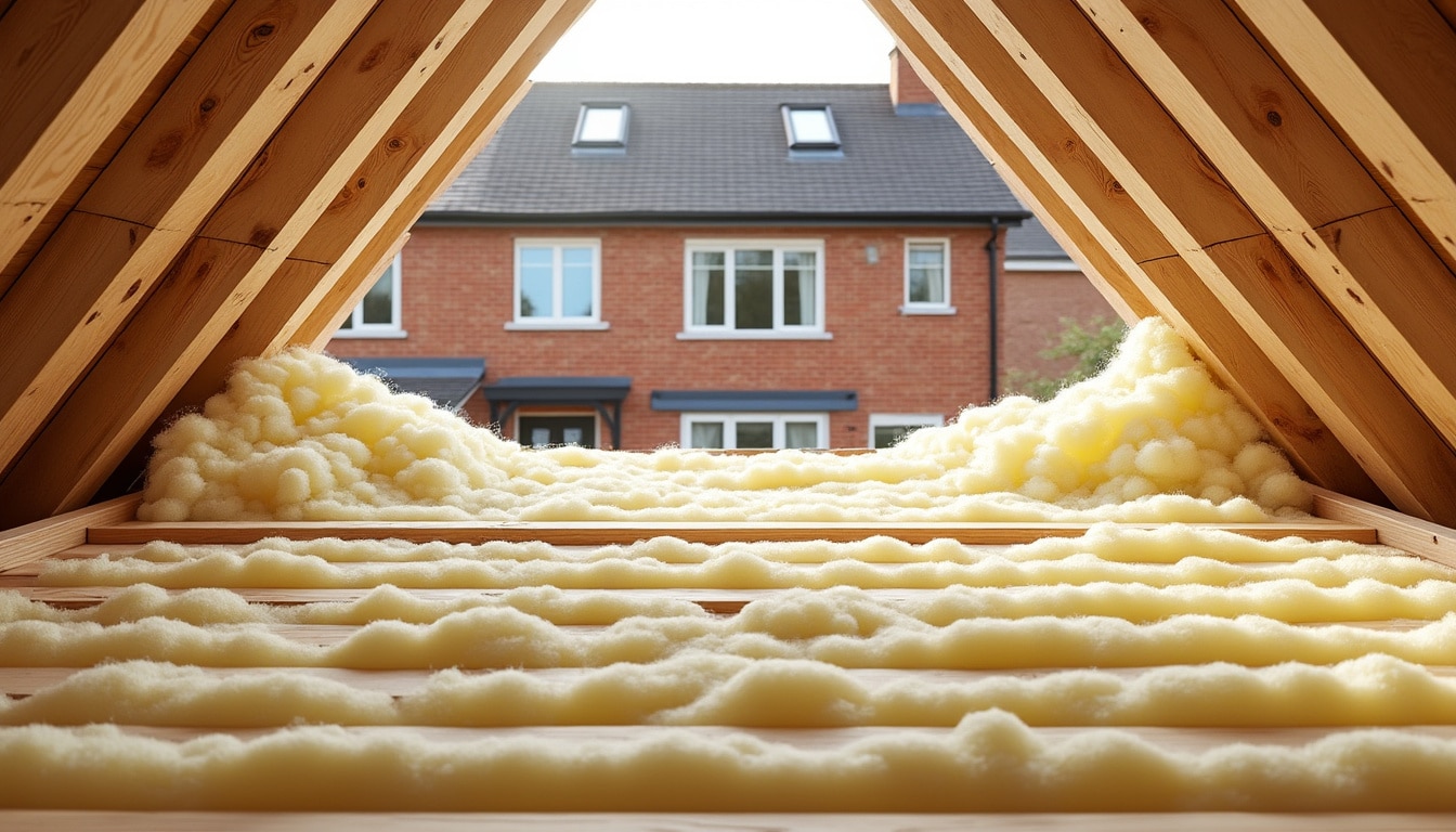 la laine de verre assure une isolation thermique efficace des combles perdus dans les maisons mitoyennes, réduisant les déperditions de chaleur et améliorant le confort intérieur tout en réalisant des économies d'énergie.