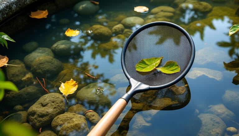 découvrez notre épuisette de fond spécialement conçue pour ramasser efficacement les débris immergés au fond des bassins de jardin, pour une eau propre et claire.