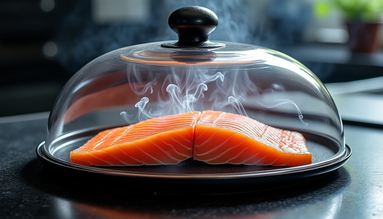 découvrez comment la cloche de fumage intensifie l'arôme des filets de saumon à froid pour une saveur exceptionnelle et délicate.