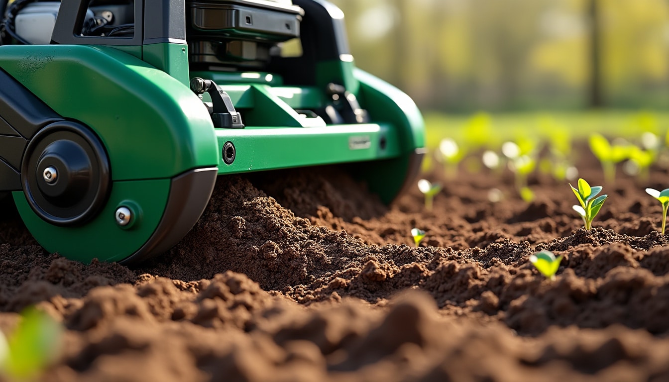 la motobineuse émiette en surface les mottes de terre, préparant efficacement les futurs potagers pour une culture optimale.