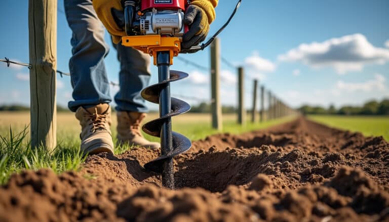 creusez rapidement des trous réguliers pour vos poteaux de clôture grâce à la tarière thermique, puissante et efficace pour vos travaux de plantation.