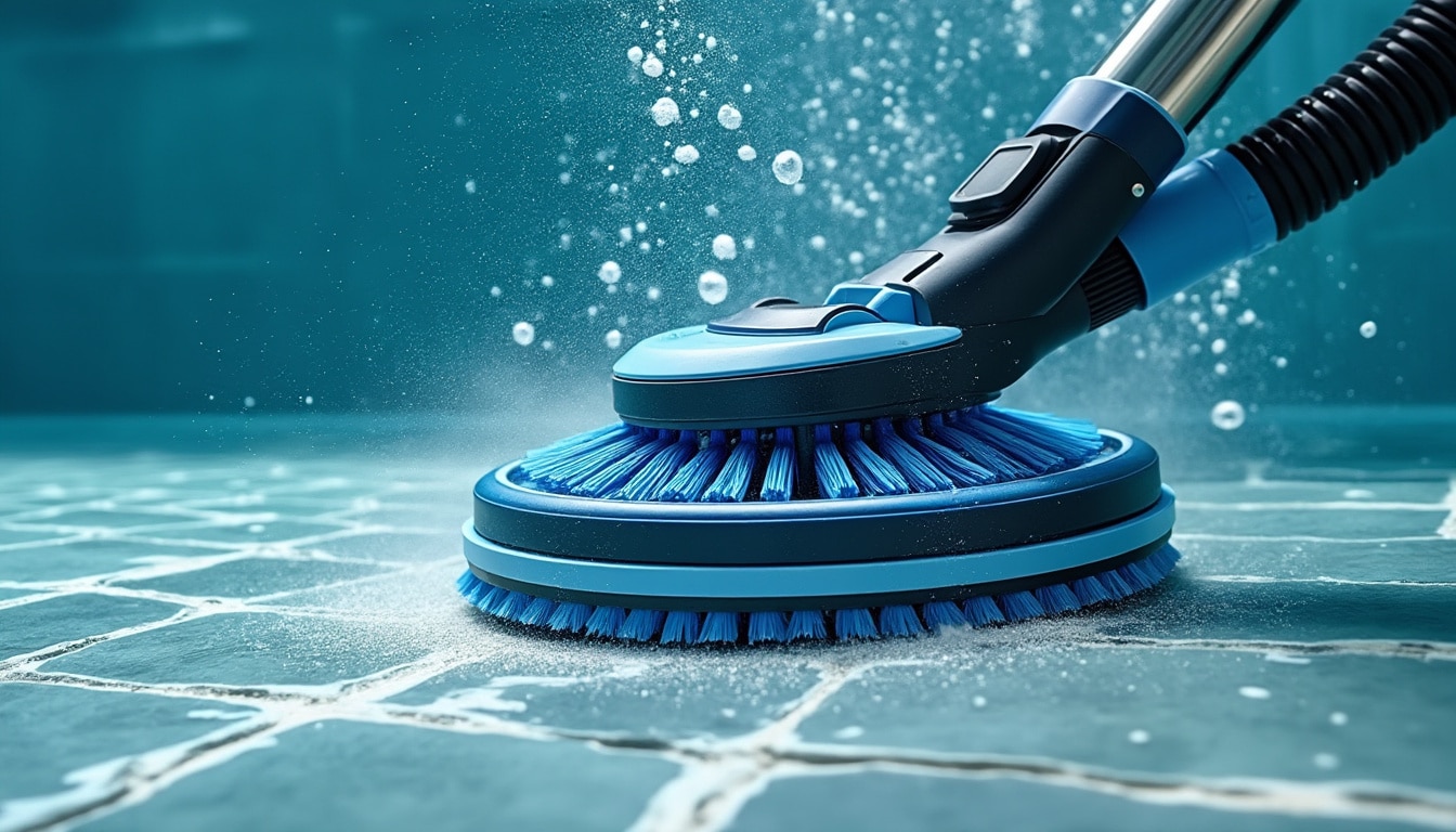 découvrez comment le balai aspirateur permet de nettoyer efficacement et mécaniquement le revêtement de fond des piscines en béton pour une eau claire et un entretien facilité.