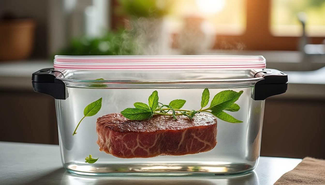 le thermoplongeur assure une température précise et constante pour réussir vos cuissons sous vide et obtenir des aliments tendres et savoureux.